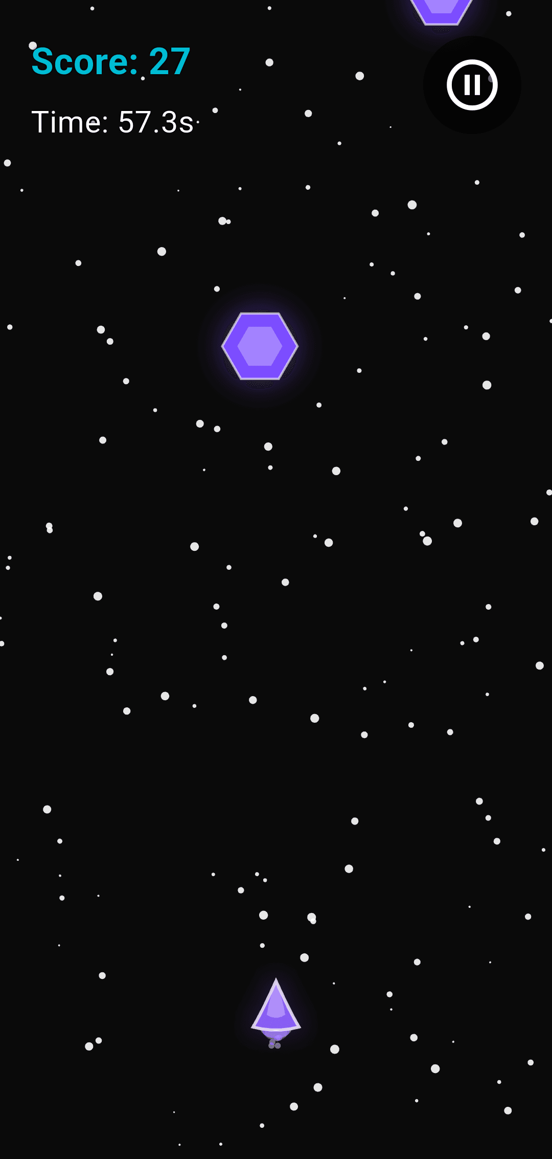 Neon Drift live gameplay showing dodge-based survival and HUD elements