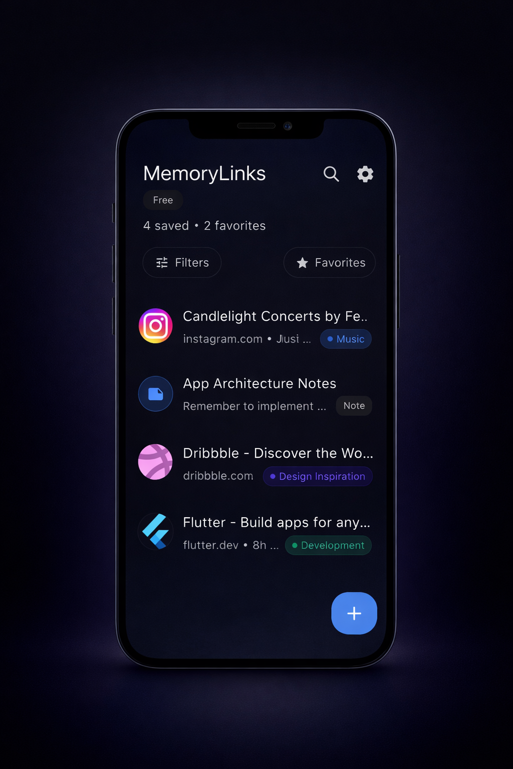 Organise & find screen